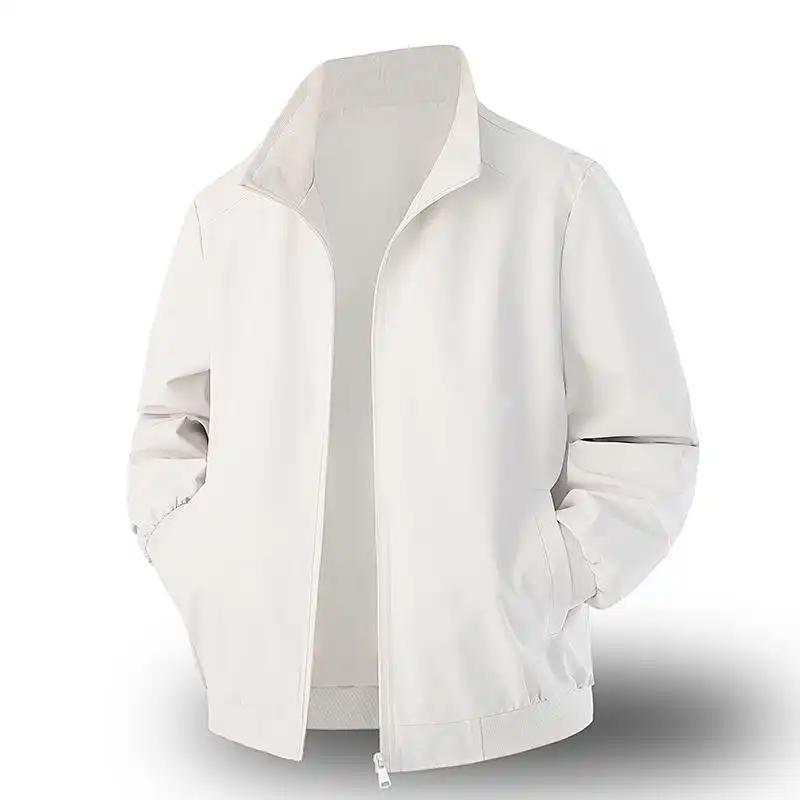 New Style Spring Autumn Men's Solid Color Tops Baseball Jackets Stand-up Collar Jackets Casual Loose Versatile