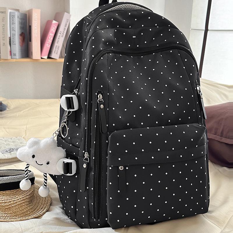 Polka Dot Lightweight Backpack for High School Girls, Simple and Trendy Design