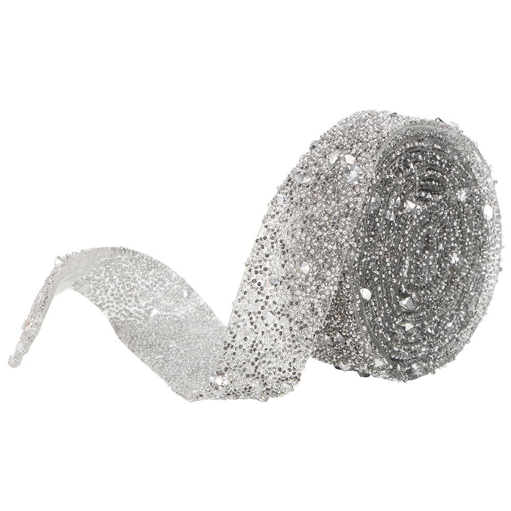 

1 ярд Нежная блестящая хрустальная пайеточная бисерная хрустальная ленточная отделка для DIY поделок (Серебряный) серебряный