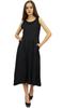 Bimba Women's Designer Rayon Dress With Pockets Solid Aqua Maxi With Scarf -
