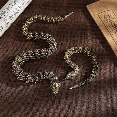 Retro Viper 3D Articulated Zodiac Snake Tea Pet: Unique Animal Birthday Gift Ornament