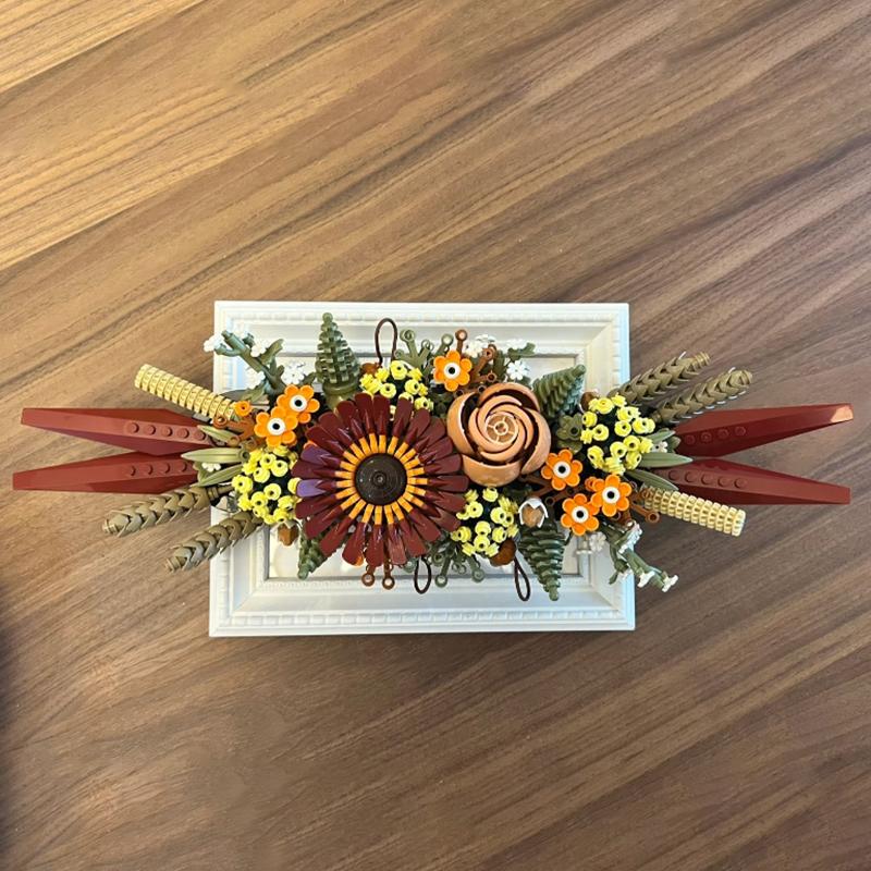 Flower Brick Blocks Dried Flowers Centrepiece Building Blocks Wall Decoration Crafts Set for Adults Toy Birthday Gift 10314
