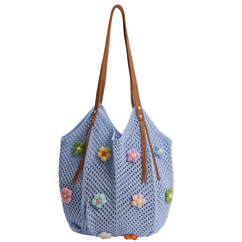 Cotton Beach Vacation Tote Bag With Open Top And Large Capacity For Casual Travel