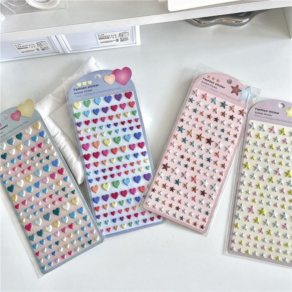 4 PCS 3D Kids' Cartoon Stereo Stickers With Hearts Pentagrams Stars for Handicrafts Reward Decoration BulingBulingStickers Store