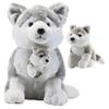 Cachorro Husky de Pelúcia Cinza Macio com Bolsinho com Zíper Bicho de Pelúcia para Bebê Menino Menina Crianças Pequenas Coleção Pelúcias