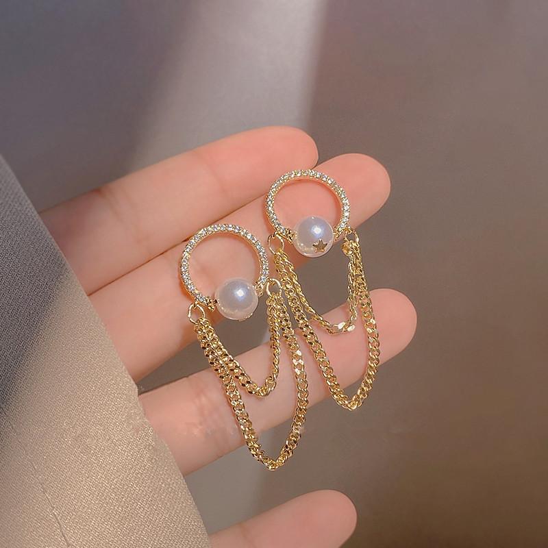 New Round Silver Colour Inlaid Blue Crystal Earrings Women's Personality Fashion Earrings Wedding Jewelry Birthday Gifts