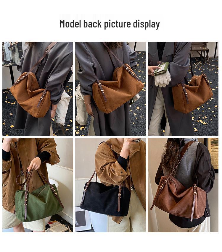 Korean Style High-End Suede Plush Retro Crossbody Bag for 2026 Summer