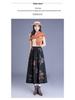 2026 New Style High-Waisted Wool Blend Reversible Velvet A-Line Mid-Length Skirt with Print