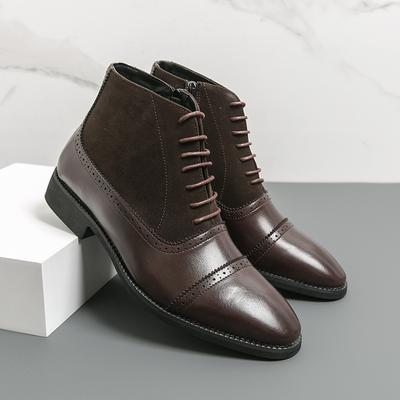 Fashion Retro Men Business Chelsea Boots Black Brown European American Casual Lace-up Office Business Formal High-top Leather Boots Men