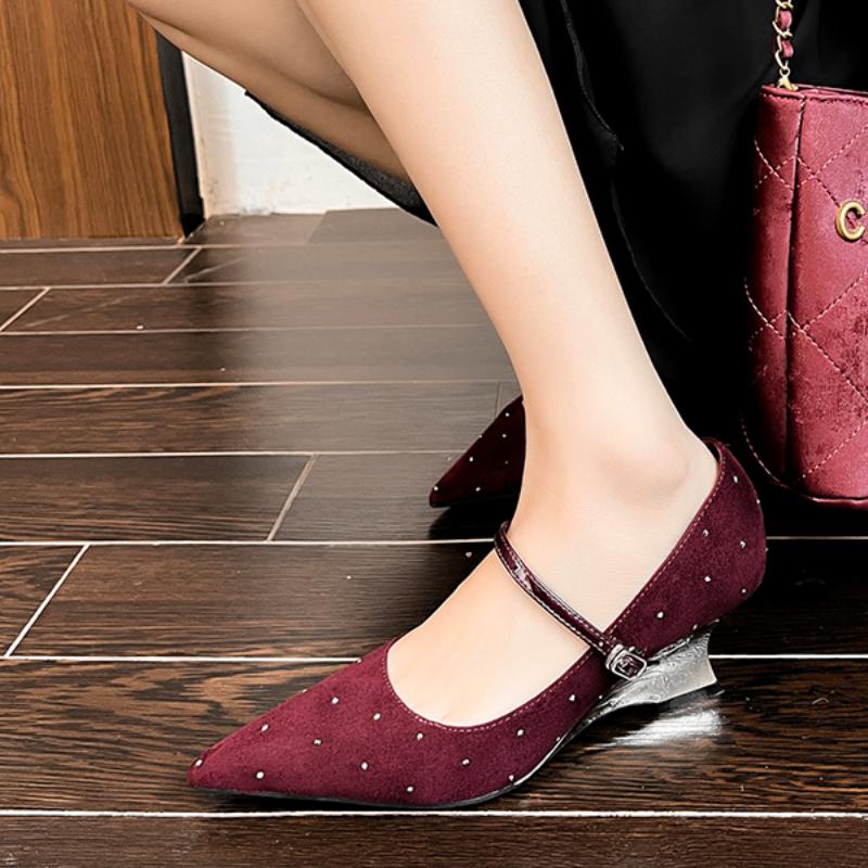 Fashion New Women's Bling Pumps High Heels Party Dress Shoes Square Toe Mary Janes Shoes Black Red Glitter Zapatos Mujer Autumn