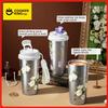 COOKER KING 520ML Pure Titanium Insulated Cup Flower Pattern Portable Thermos Cup Dual-Drink Coffee Mug Car Water Cup for Gift