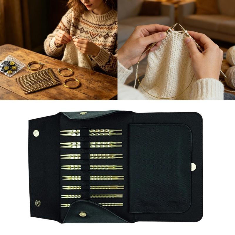 8 Paar austauschbare Rundstricknadeln zum Häkeln 3,5 MM - 8,0 MM Stricknadeln aus Edelstahl mit Etui