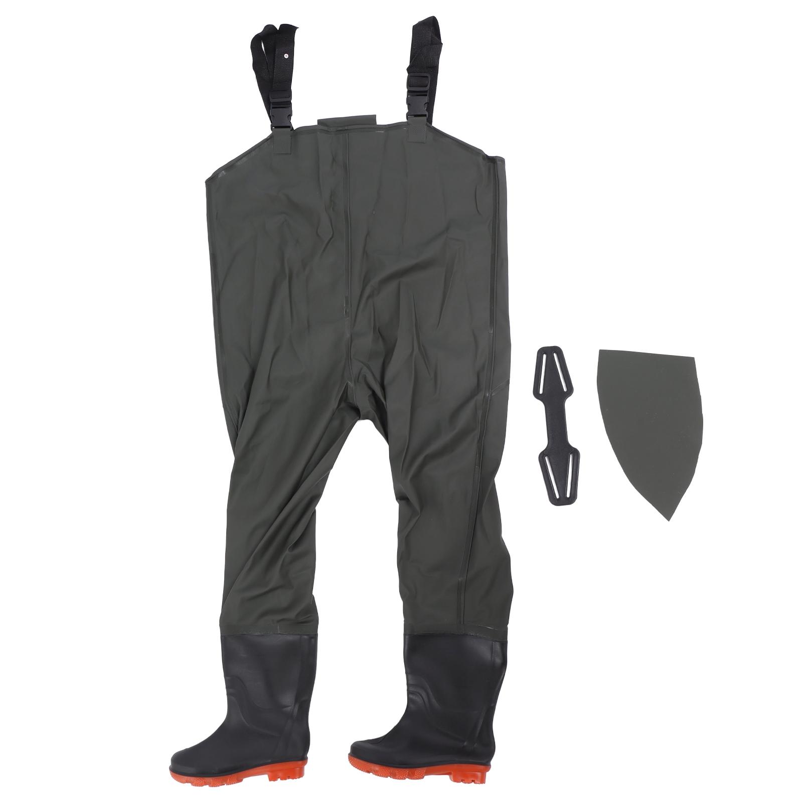 Hip Wader Waterproof Men Wader Fishing Wading Pants with Bootfoot for Water Works Green Size 43 PVC