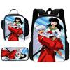 Inuyasha Warm Winter Child School Backpack with Lunch Bags ,Pencil Bags ,School Bags for Boys Girls Best Gift