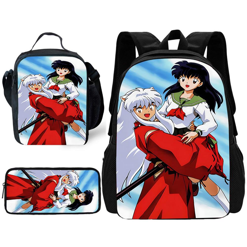 Inuyasha Warm Winter Child School Backpack with Lunch Bags ,Pencil Bags ,School Bags for Boys Girls Best Gift