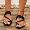 2025 New Summer Solid Color Flat Sandals Open Toe Outdoor Flip Flops Slippers Casual Beach Women's Shoes Plus Size Shoes