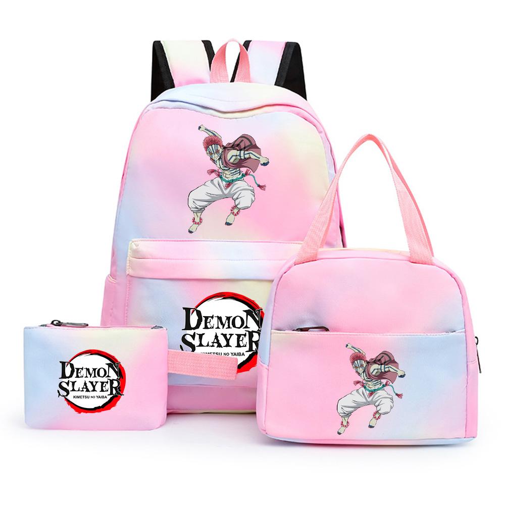 3Pcs/set Anime Demon Slayer Printed Backpack with Shoulder Bag Pengcil Case for Teenager Large Capacity Waterproof Bookbag Back To School Gift