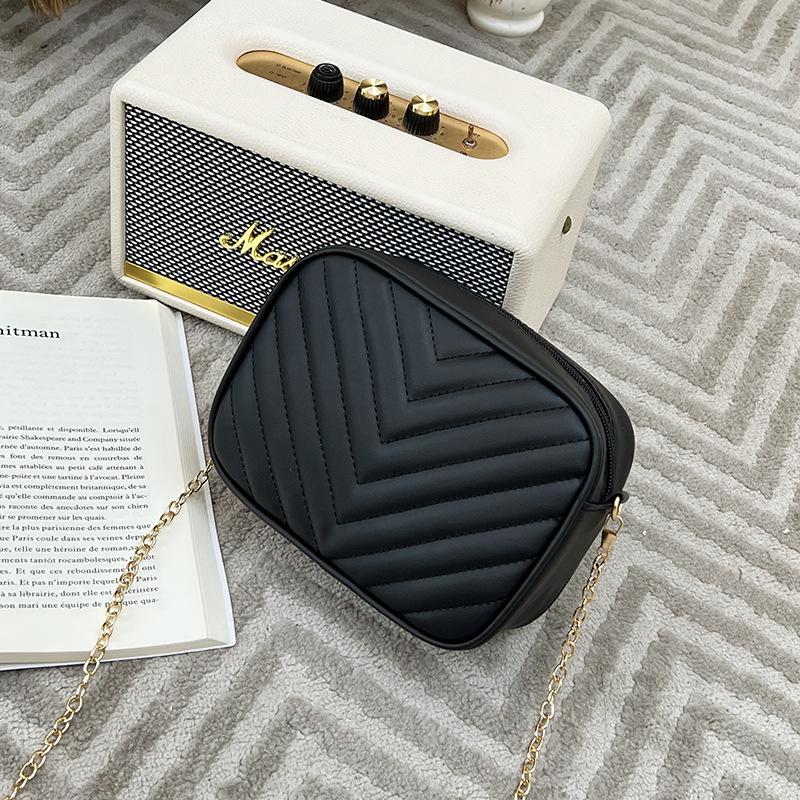 Small bag chain shoulder crossbody camera bag striped change mobile phone women's bag