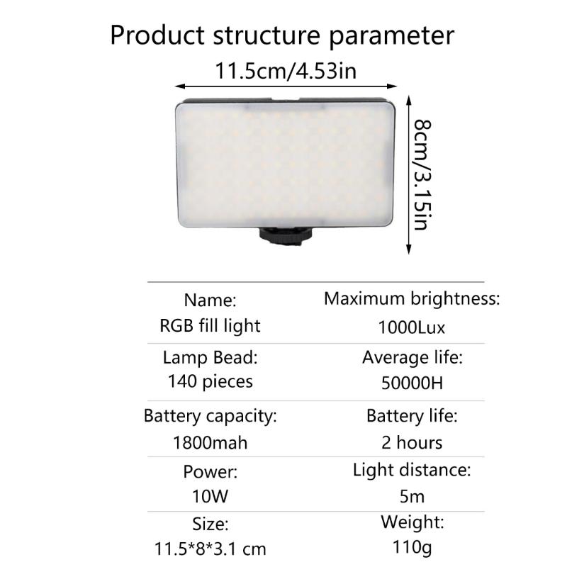 Camera LED Light 1800mAh Battery Rechargeable for Photo and Video Lighting with Cold and Warm Color Temperature