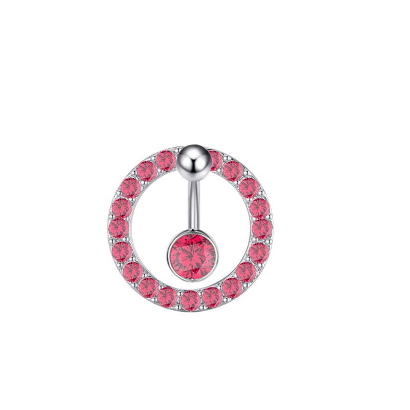 Personalized Stainless Steel Body Piercing Jewelry Full Diamond Ring Double Diamond Hollow Out Navel Ring Navel Buckle 