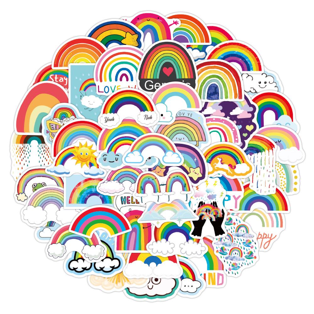 50 Waterproof Rainbow Graffiti Stickers for Suitcases, Notebooks, Scooters, and Phone Cases