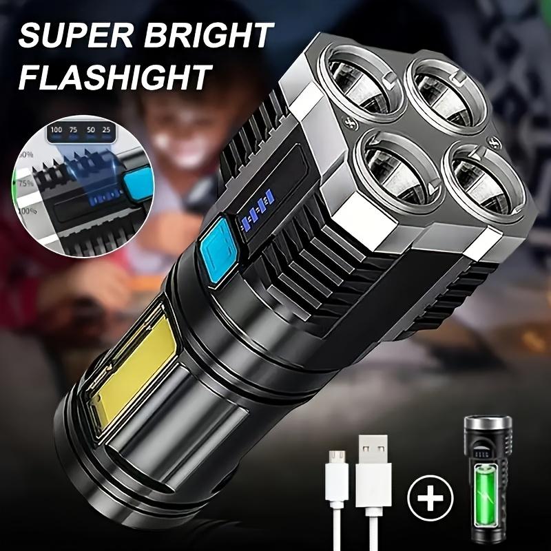 High Power 4LED Flashlights With Waterproof 3 Lighting Modes Torch COB Side Light Rechargeable Portable Camping Tool Searchlight