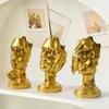 Artizanat din Rășină Statuie la Dimensiune Naturală Mască Facială Abstractă Tăcere Figurine Decorative Aurii Accesorii pentru Decorarea Casei