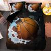 Sports Balls Duvet Cover 3D Basketball In A Hole Bedding Set Twin For Boys Teens Room Microfiber Cool Basketball Comforter Cover