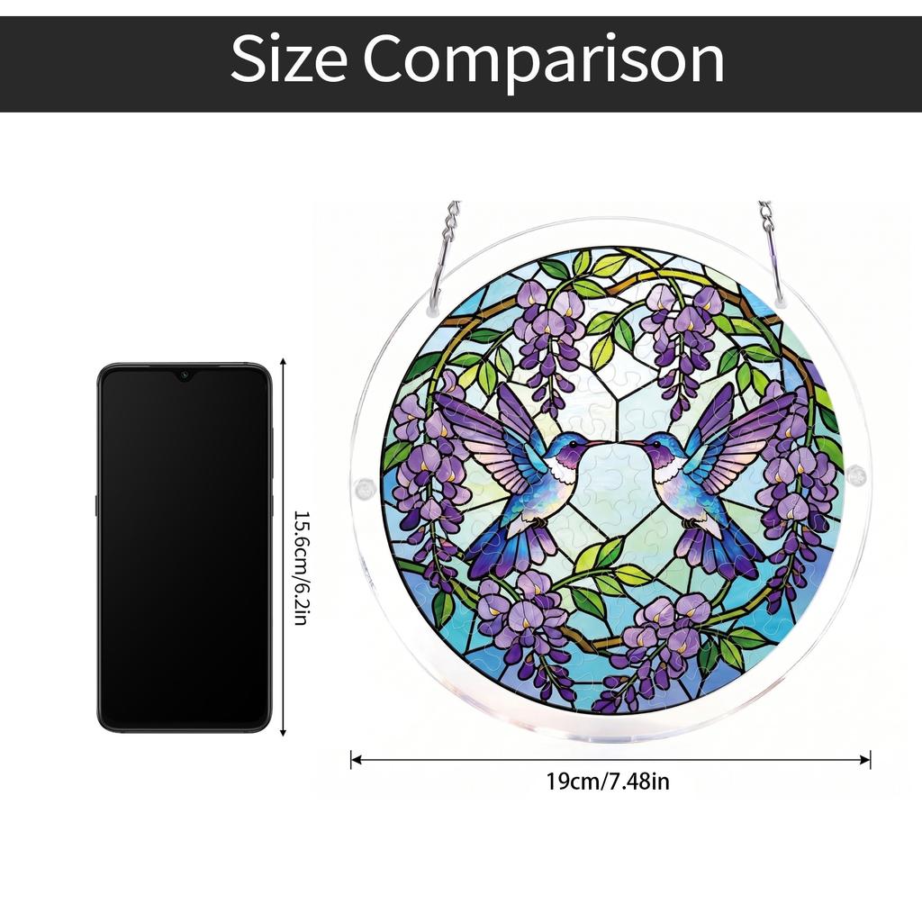 Acrylic Puzzle Sun Catcher Window Ornament 2D Design Three Layers Single Layer 2mm Thickness Circular Shape Hanging Decoration