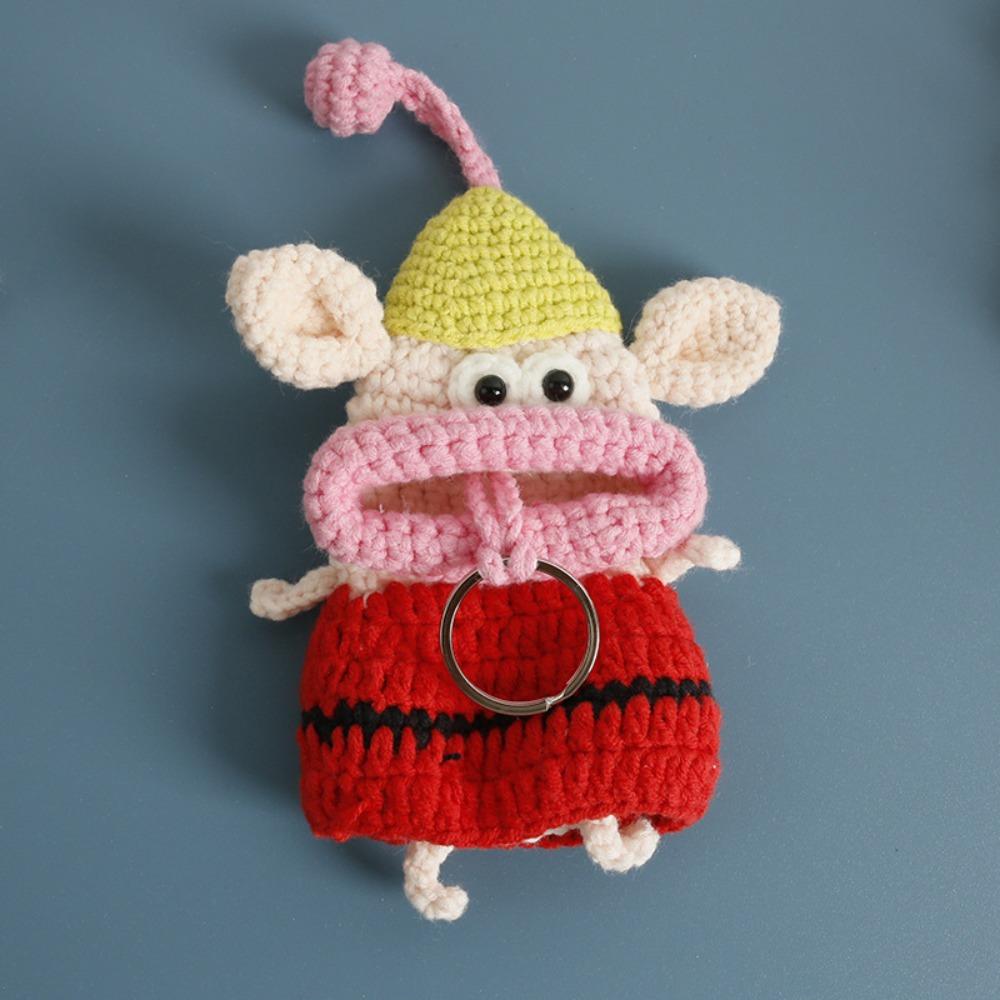 Cartoon Crochet Keychains Handmaking Knitting Doll Jewelry Gift Sausage Mouth Doll Car Keys Holder