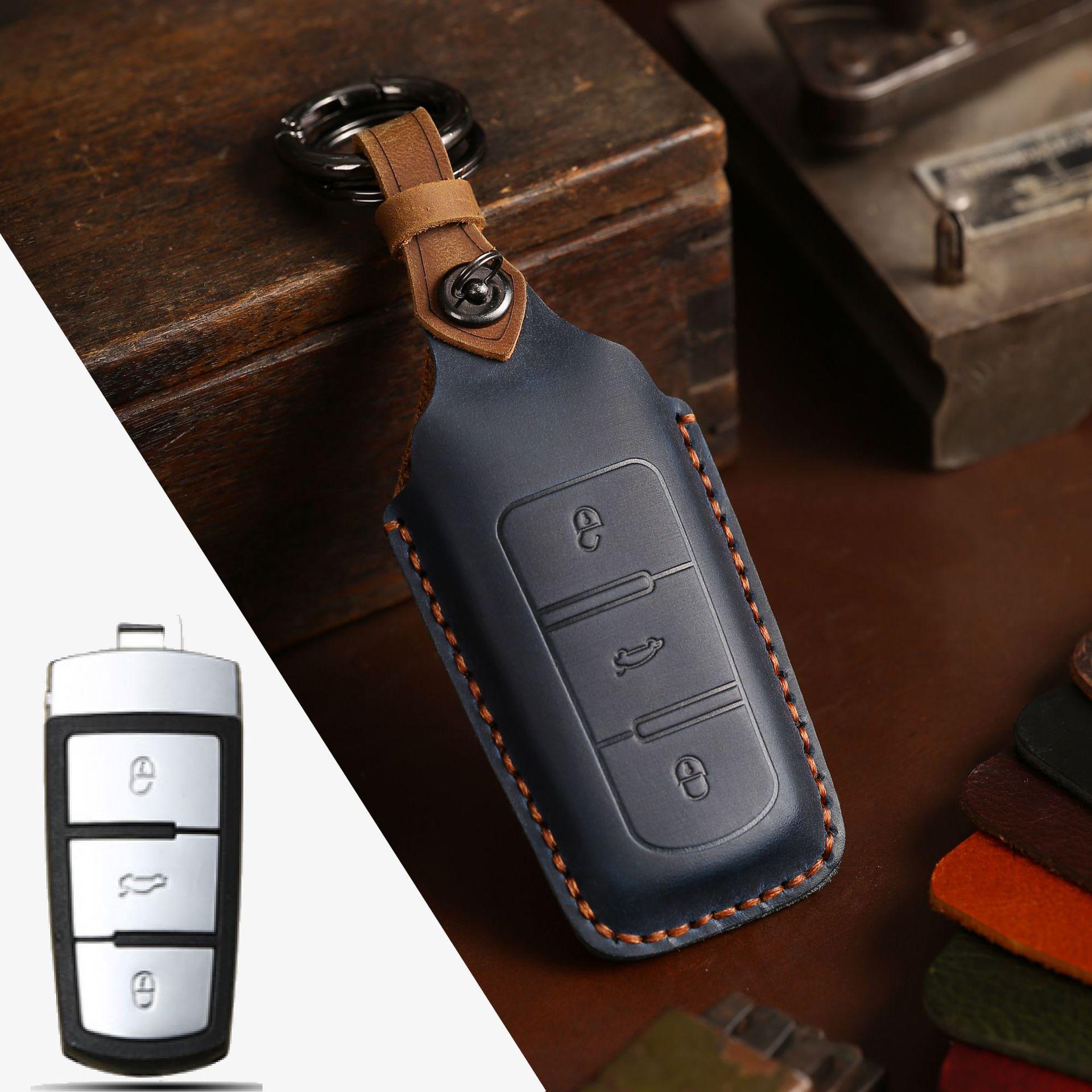 

Высококачественный защитный чехол для ключа ручной работы «все включено» для Volkswagen синий