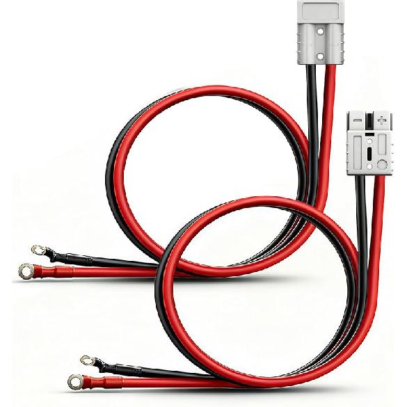 IZTOSS 2PCS 50A Anderson Connector 6 To 12 Gauge Battery Quick Connect/Disconnect Connector 3.28FT 8AWG Cable O-Ring Terminal With Bracket And