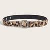 Leopard Print Furry Belt For Women And Men Soft Elastic Waistband With Secure Closure For Jeans Dresses
