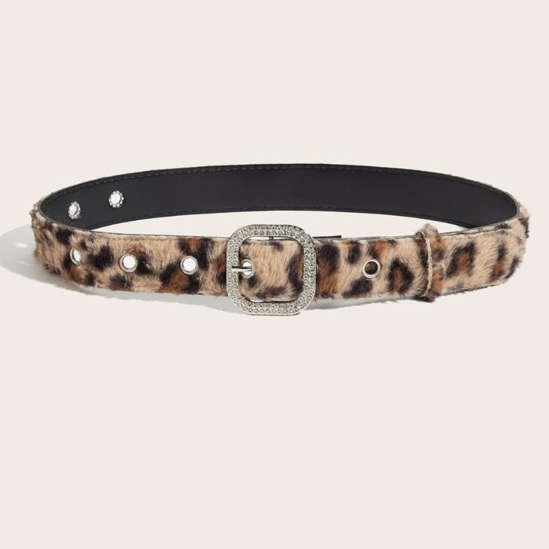 Leopard Print Furry Belt For Women And Men Soft Elastic Waistband With Secure Closure For Jeans Dresses