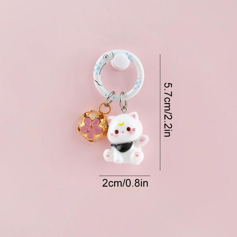 1PC Resina Gatinho Bonito Pingente Chaveiro Carro com Sino Pequeno Charme de Bolsa 3D Chaveiro de Gato Anti-perda Desenho Animado Corrente para Celular