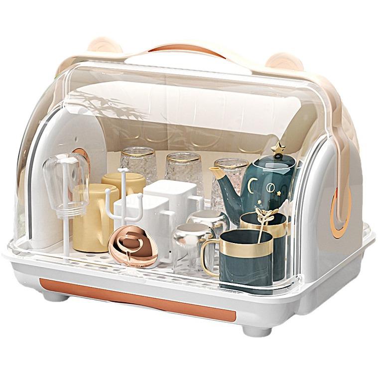 Dustproof Desktop Cup Holder & Draining Tray for Glasses and Teacups