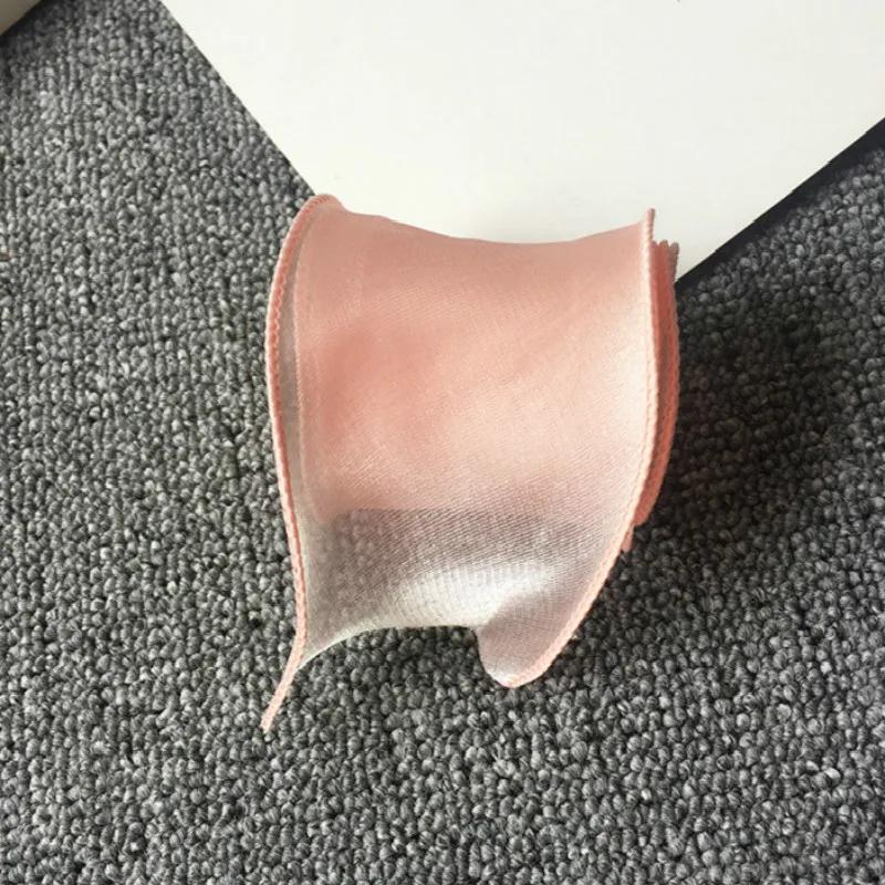 35Meters Wavy Organza Ribbon Silky DIY Hair Bow Making Material Accessories Wide Colorful Gradient Satin Lace Wave Hemming Tape