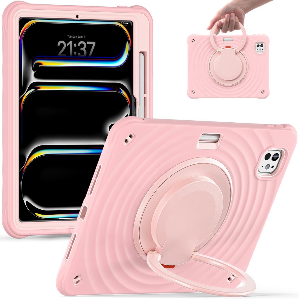 For iPad Pro 11 (2025)/11 (2024) Case Rotatable Hand Grip Kickstand PC+Silicone+TPU Tablet Cover
