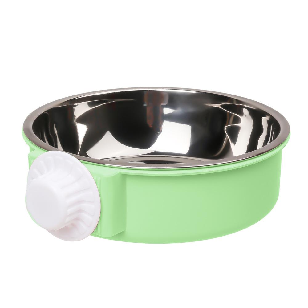 Pet Feeding Bowl Candy Colored Stainless Steel Dog Bowl Can Be Fixed On The Cage Hanging Non-Slip Cats Dogs Food Bowls