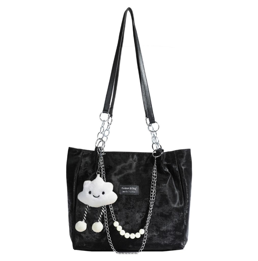 Stylish Large Capacity Student Tote Bag For Women In Trendy Street Style Available In Black Blue Pink And Cream