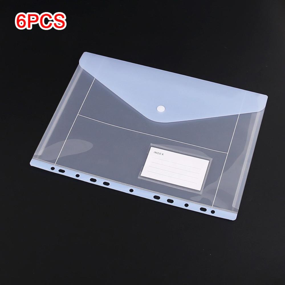 6 Pcs A4 Binder Pocket Plastic Label Loose-Leaf Perfect Punched Pockets School