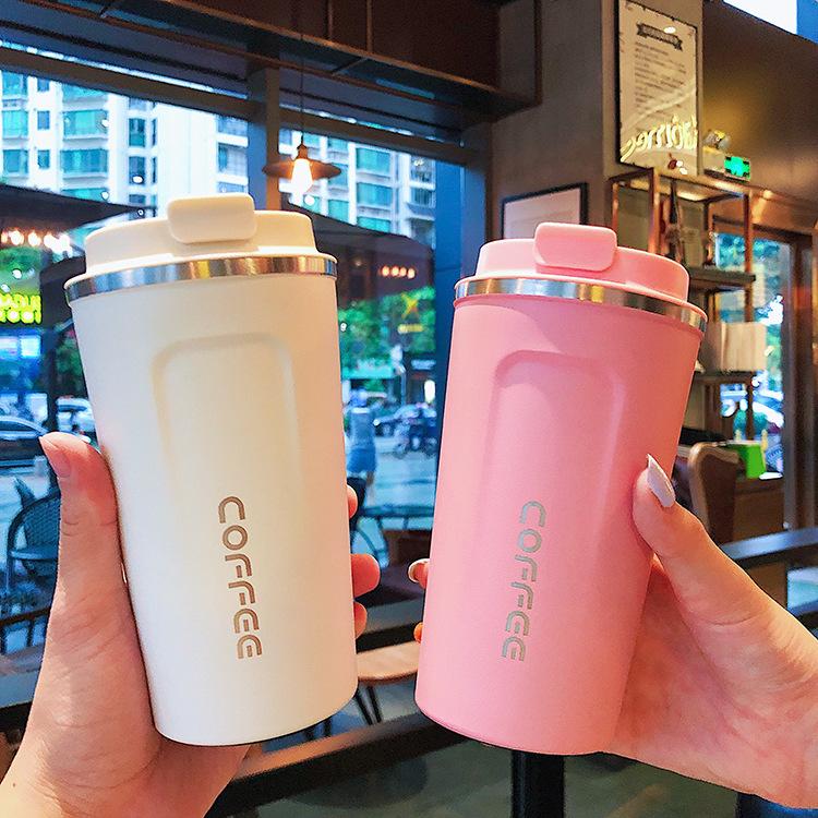 

Modern style 380ml 500ml ceramic lining inner coating insulated coffee cup to keep warm 550ml білий