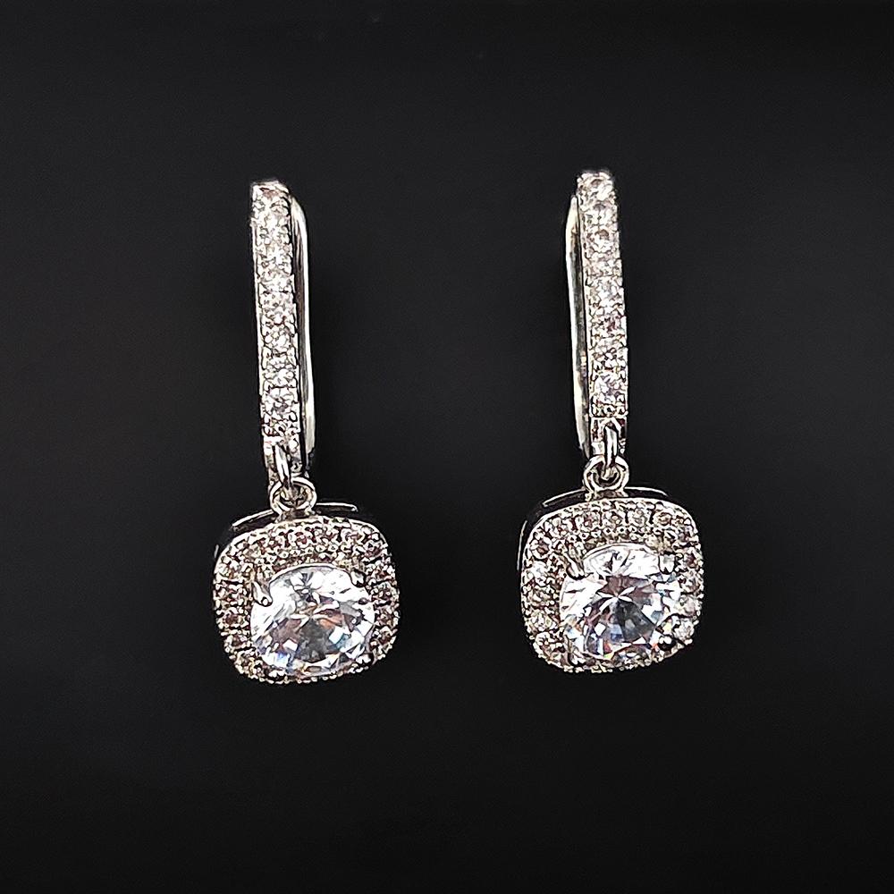 

Новые модные квадратные серьги-подвески, блестящие свадебные украшения для помолвки, элегантные женские висячие серьги, хороший подарок белый