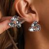 Allergy Resistant Zinc Alloy Geometric Triangle Glass Ear Studs with Ultra Light 10g Weight Designed for Sensitive Skin Daily Comfort