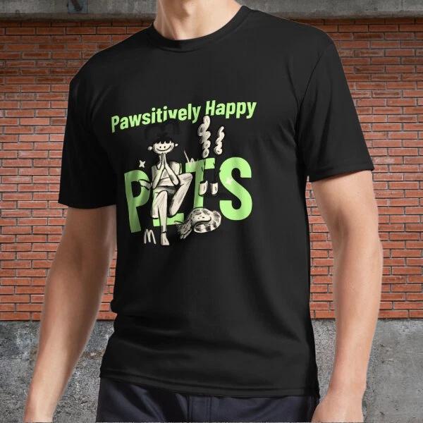 Men s and Women s T-shirts Animal Wellness Pawsitively Happy Design XL
