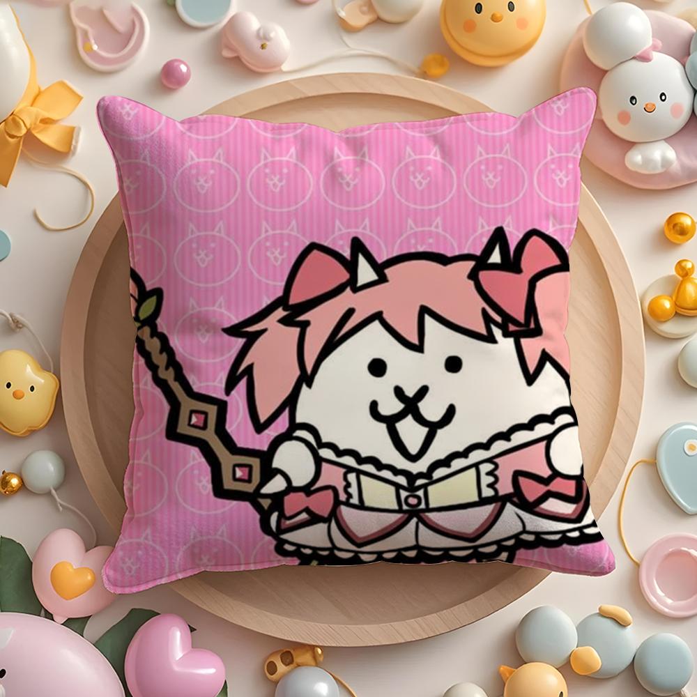 B-Battle Cats Anime Pillow Case Soft Plush Fabric Double-Sided Printed Cushion Cover Warm Winter Sofa Pillow Case
