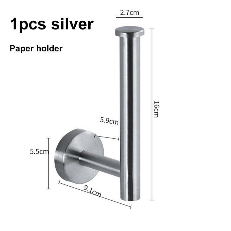 Bathroom Accessories Hardware Set Robe Hook Towel Rail Bar RackRound Black Stainless Steel Shelf Tissue Toilet Paper Holder DIY