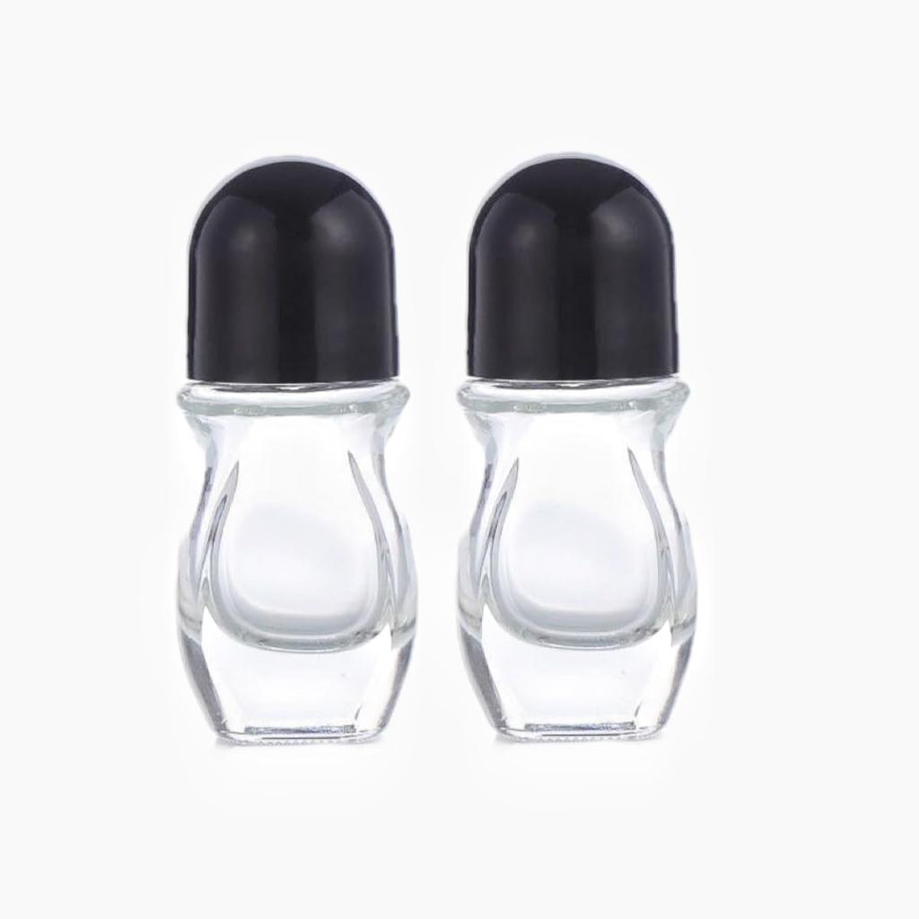 2Pcs 30ml Transparent Glass Essential Oil Roller Bottles Refillable Roll On Bottles Empty Deodorant Bottle Containers Rollerball Bottles Beauty and