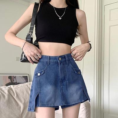 Denim Übergröße Hohe Taille Vintage Sommer Lässige Lockere Shorts für Frau Röcke Damenrock