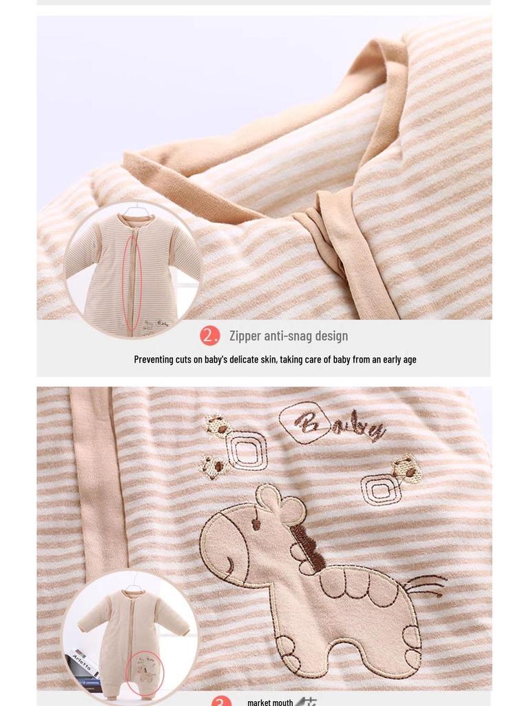 Jingqi Cotton-Padded Baby Sleeping Bag: Winter-Ready, Anti-Kick, Thick, Warm, and Cold-Proof for Infants.